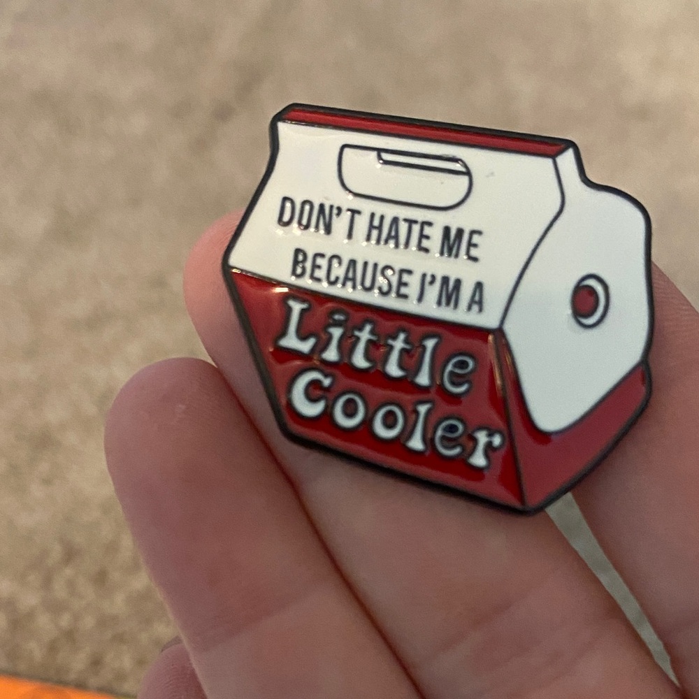 Red and White Cooler Enamel Pin - Picture 3 of 4